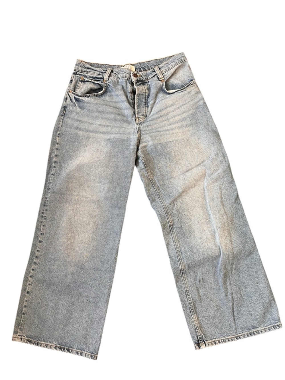 We The Free Free People Cropped Wide Leg Jeans Size 30 Light Wash High Rise